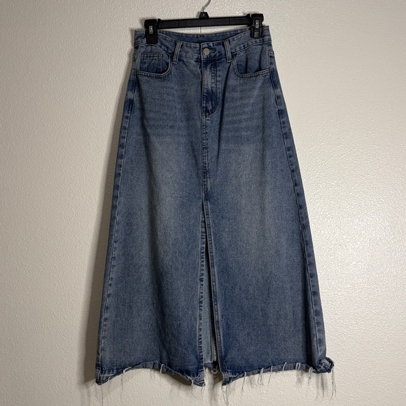 Dresses & Skirts - 21. Denim Long Skirt W/ Distress And Opening